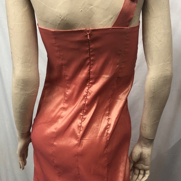 Y2K 90s Stretch Asymmetrical Flower One Shoulder Party Mini Bridesmaid Dress~S - Picture 6 of 9